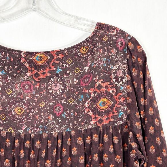 Sundance Small Petite Dress Maroon‎ Boho Shift Silky Satin Pearl Buttons 1624 - Picture 11 of 14